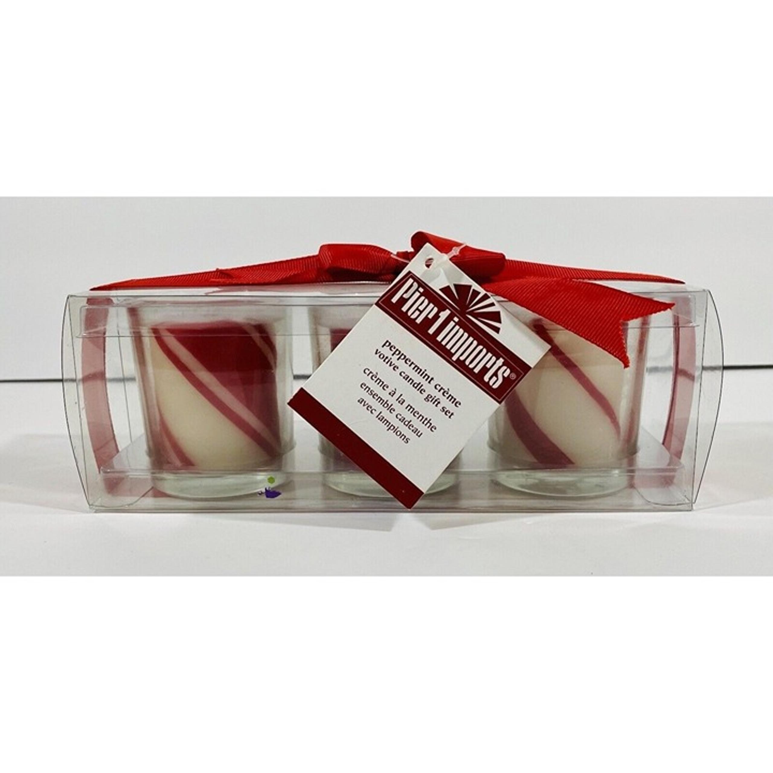 Pier 1 Imports Peppermint Creme 3 Piece Votive Candle Gift Boxed Set NEW