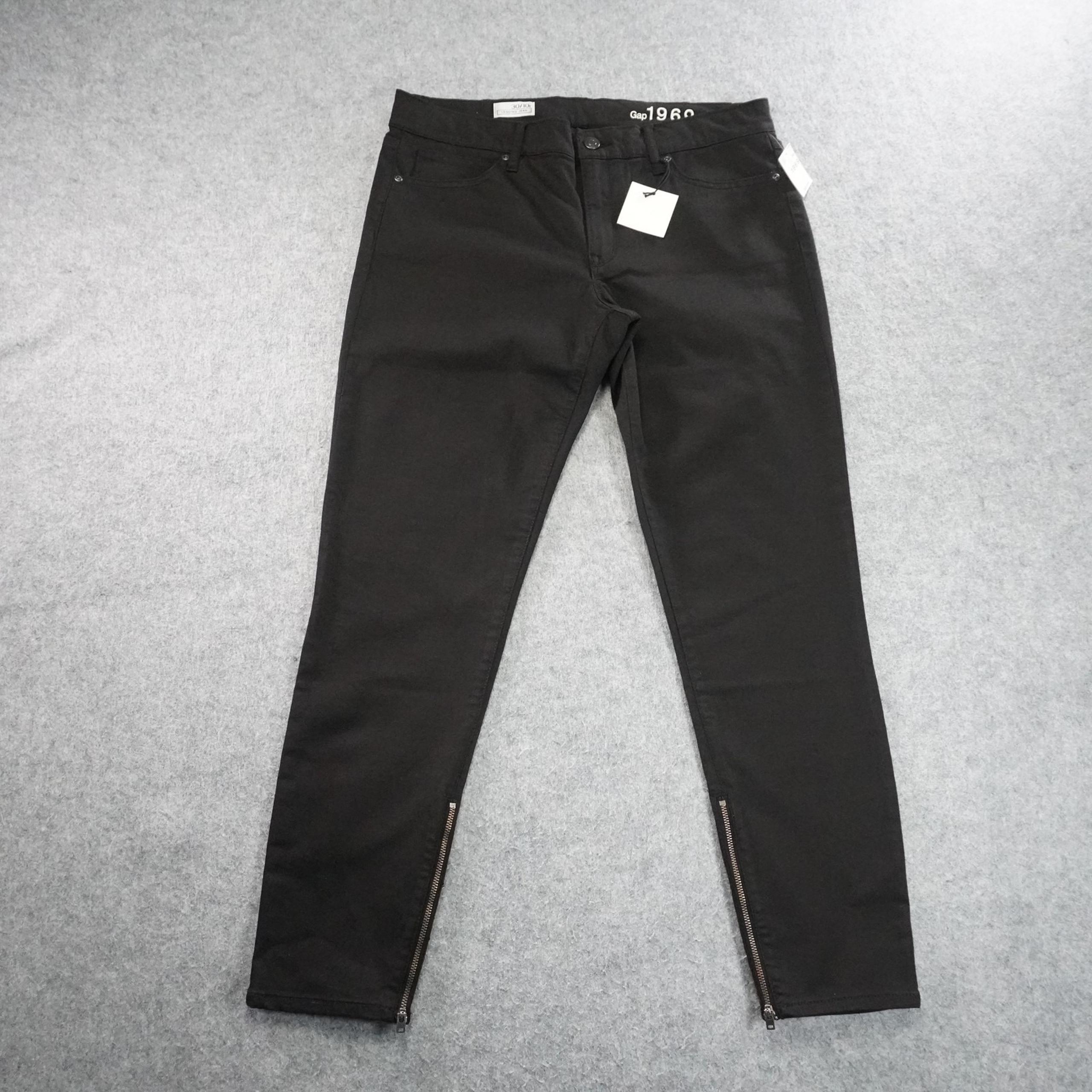 Gap 1969 Legging Jeans Womens 30 Black Skinny Stretch Zipper Ankle Pants Denim