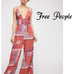Free People Margarita Bohemian Patchwork Red Purple Flowy Jumpsuit