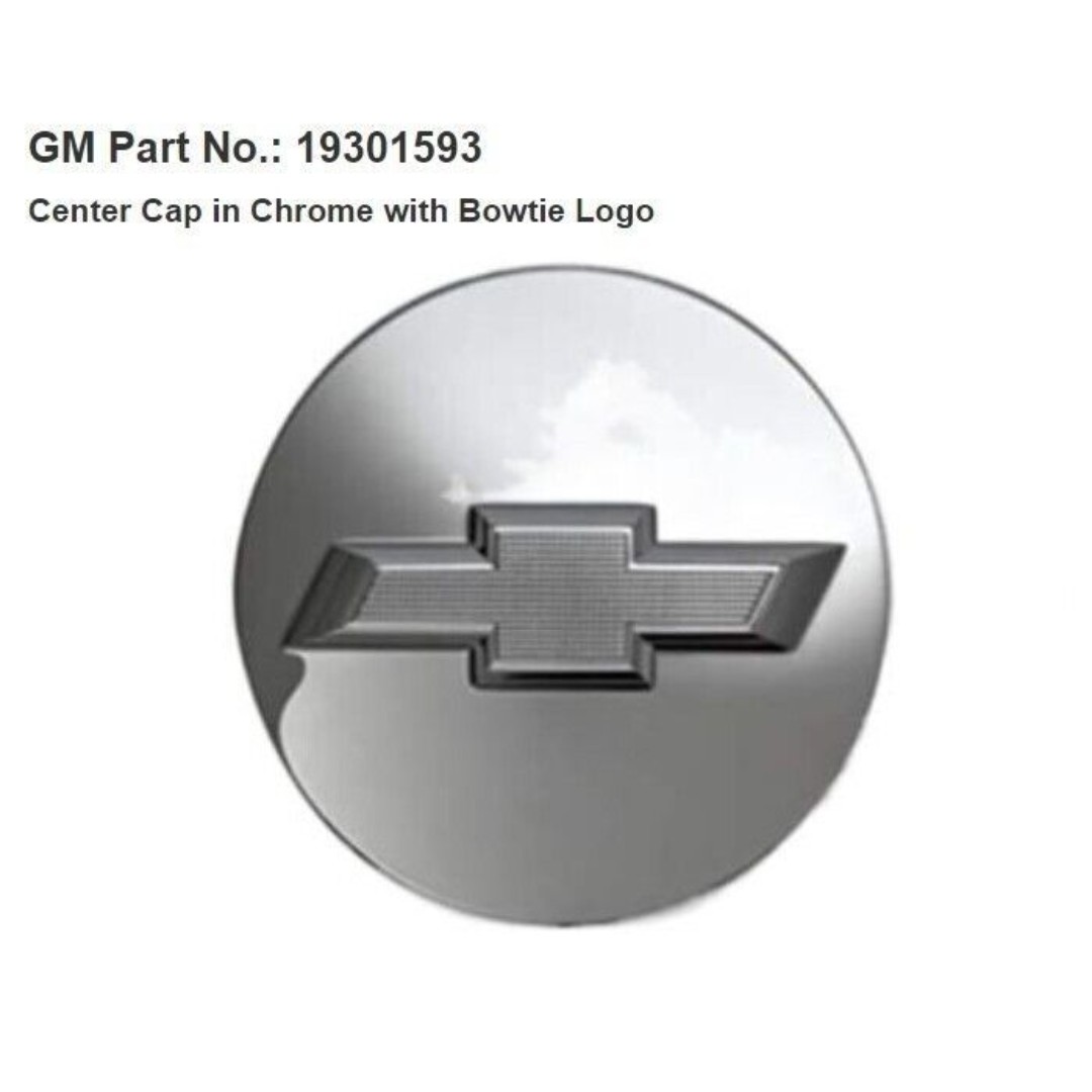 New Genuine GM OEM Set of 3 Center Caps Chrome w/ Chrome Bowtie Logo 19301593