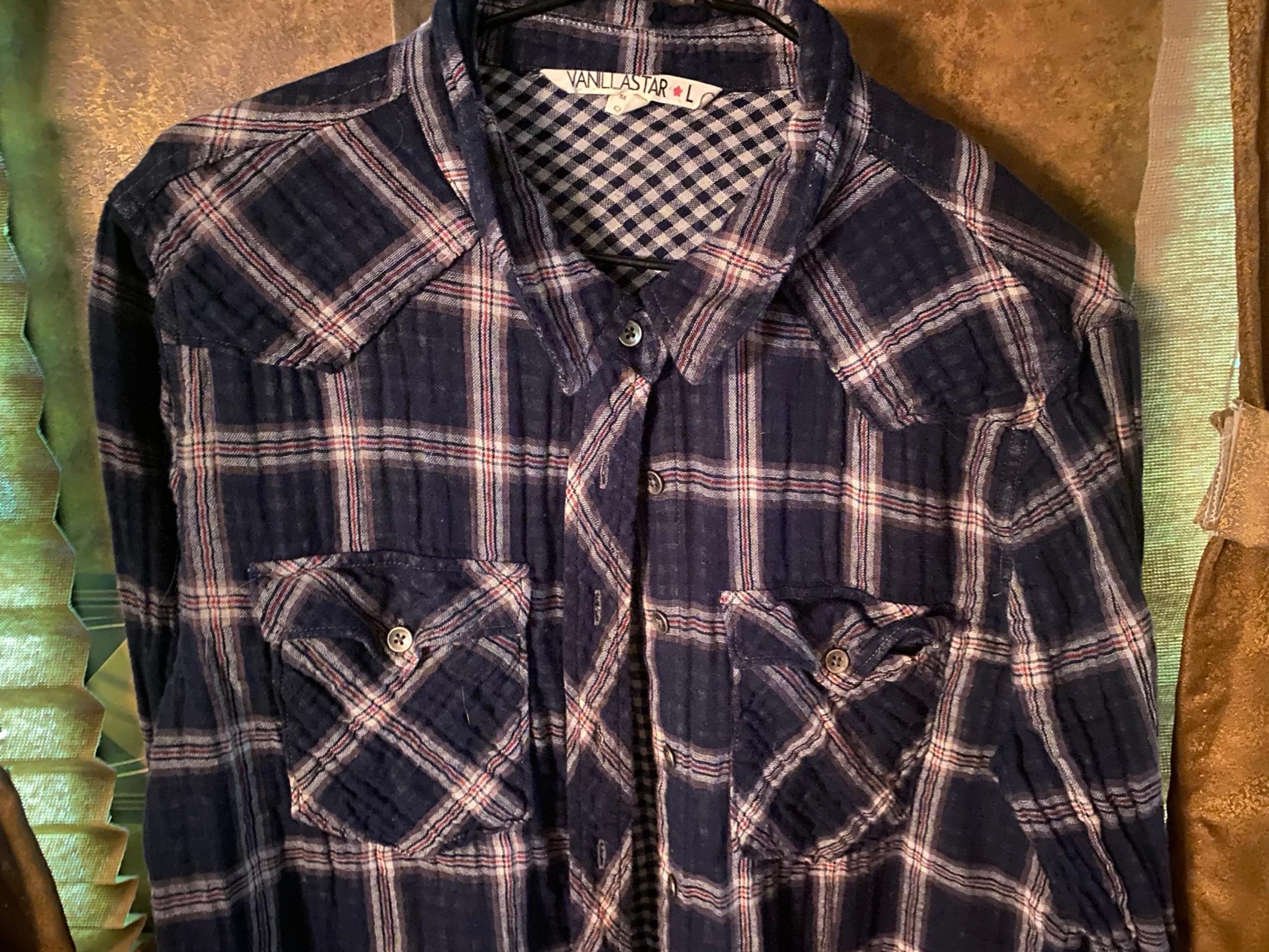 VanillaStar Button Down Flannel for Women- Size L