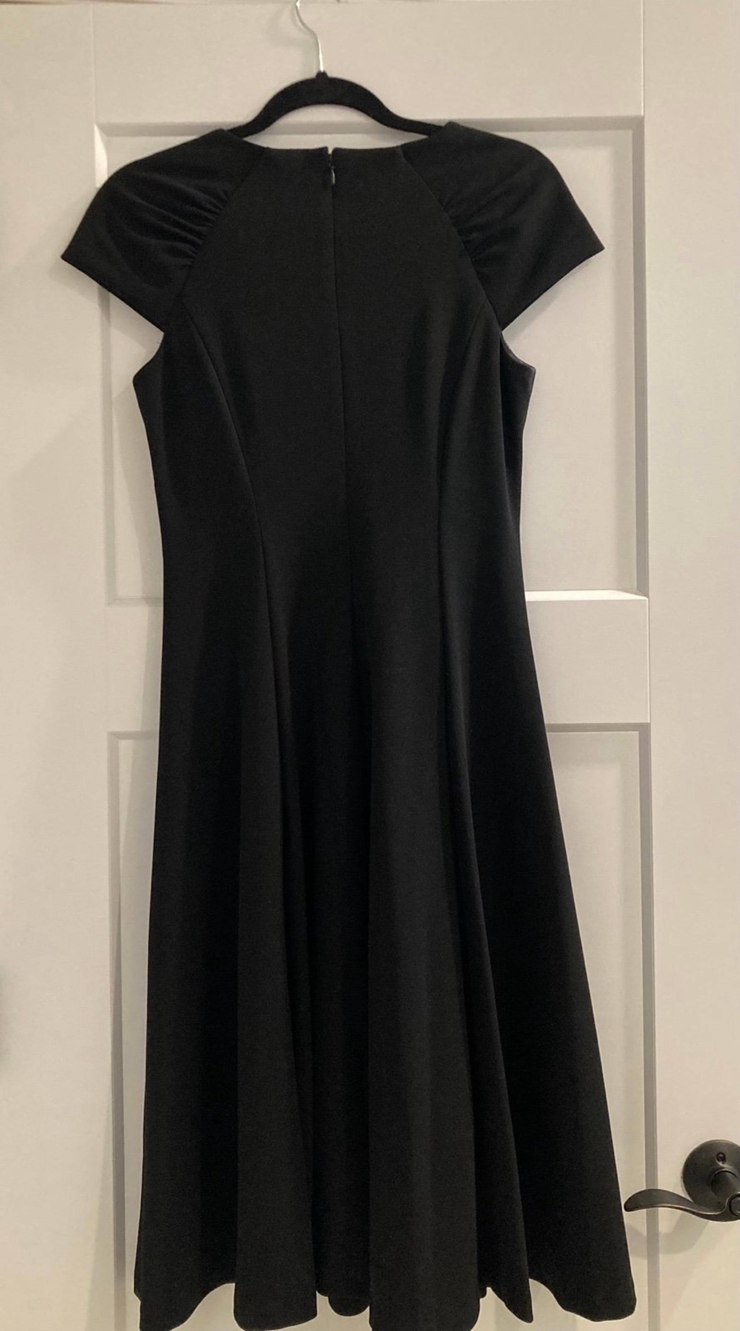 Calvin Klein Cap Sleeve Black Midi Dress Size 4
