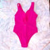 New VICTORIA'S SECRET SWIM Twist Plunge One-Piece Swimsuit Pink Large