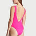 New VICTORIA'S SECRET SWIM Twist Plunge One-Piece Swimsuit Pink Large