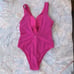 New VICTORIA'S SECRET SWIM Twist Plunge One-Piece Swimsuit Pink Large