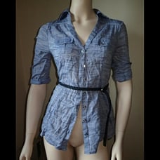 Guess XS Blue Collared Dress Top - New