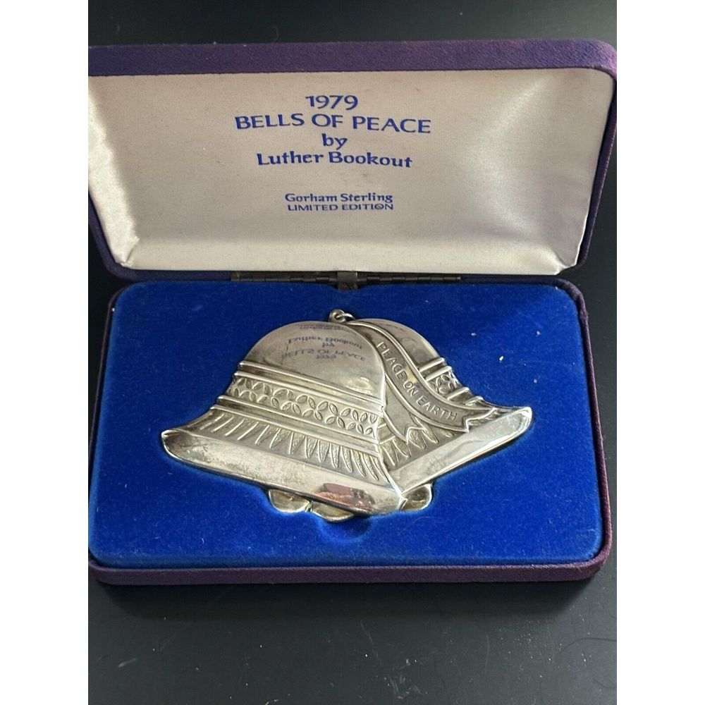 Gorham Luther Bookout 1979 Sterling Silver Christmas Ornament Peace Bell Vintage