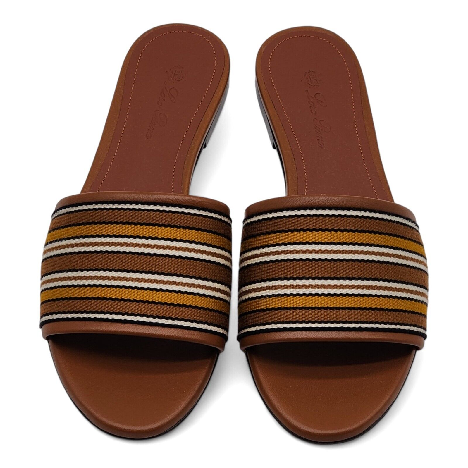 Loro Piana The Suitcase Stripe Sandals - Fabric and Leather - Brown 39 8.5 750