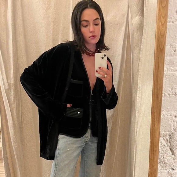 Sonia Rykiel Vintage Black Velour Cardigan Excellent Size L