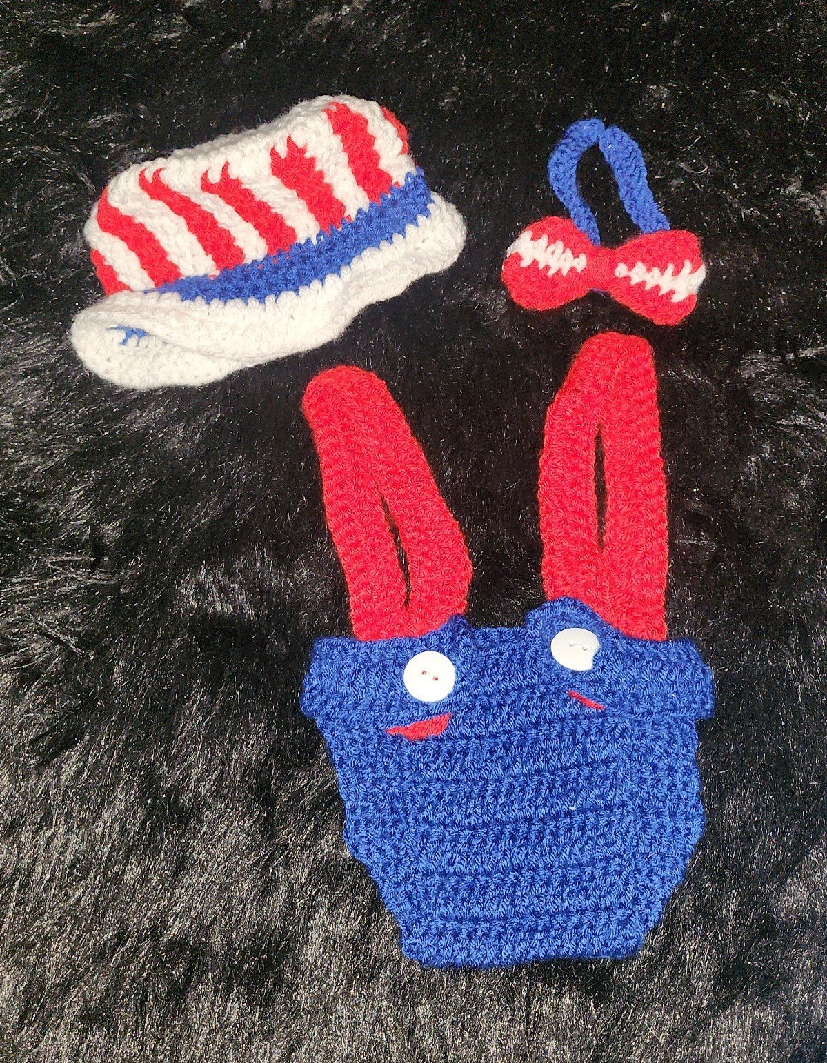 4th of July baby crochet outfit size 0-6 months