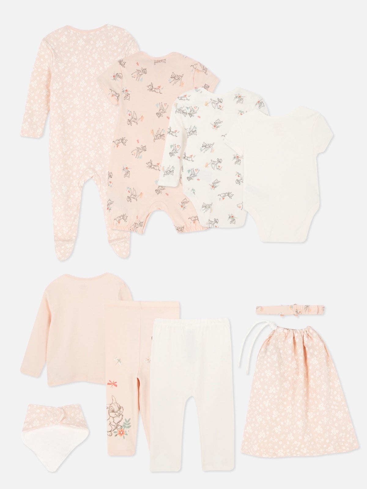 Disney Bambi & Thumper Baby Girl Starter Clothing Set 10 Piece Size 6-9mo
