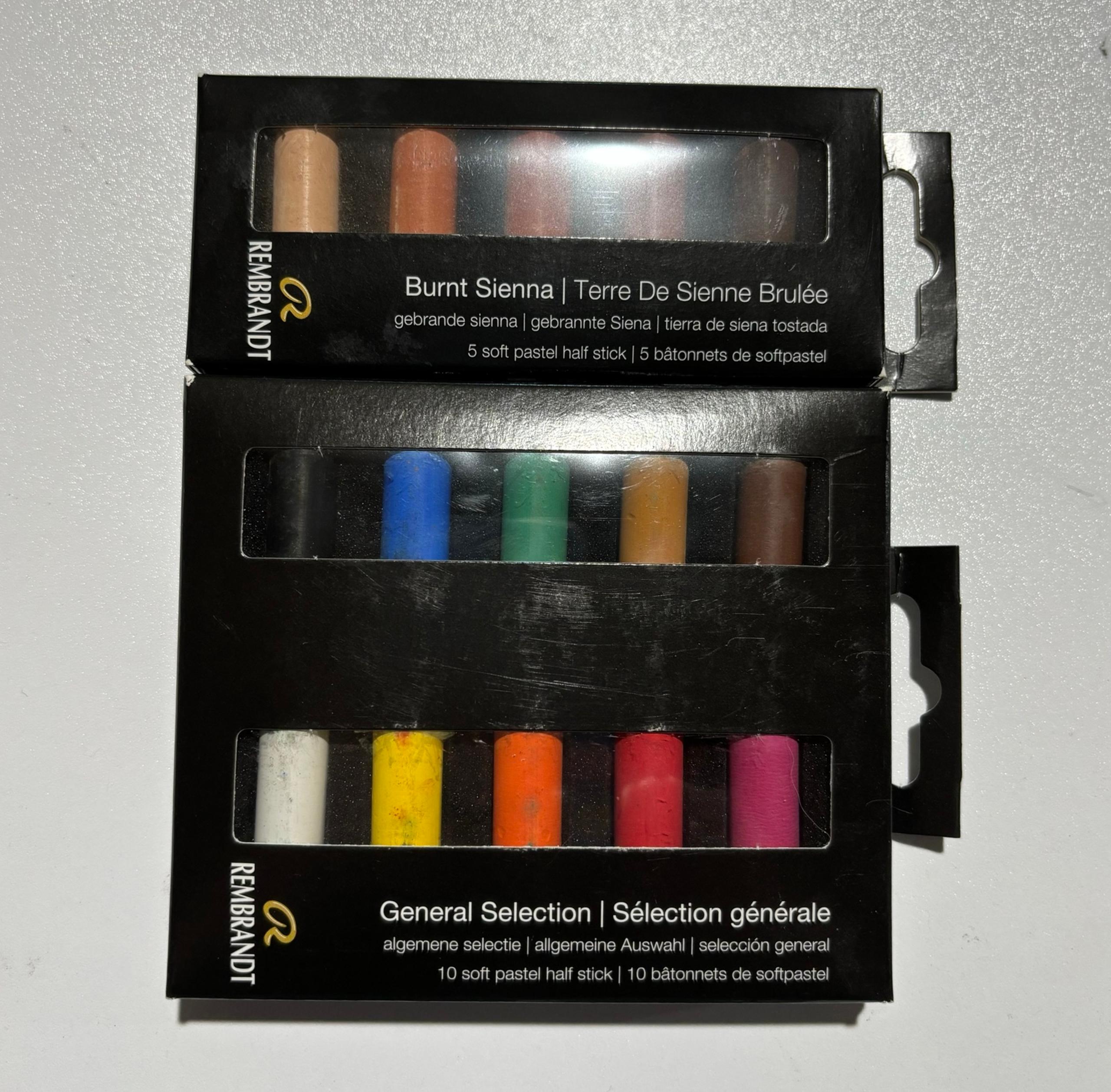 Soft Pastels 2 Micro Set Half Sticks Sets Burnt Sienna & General - Rembrandt