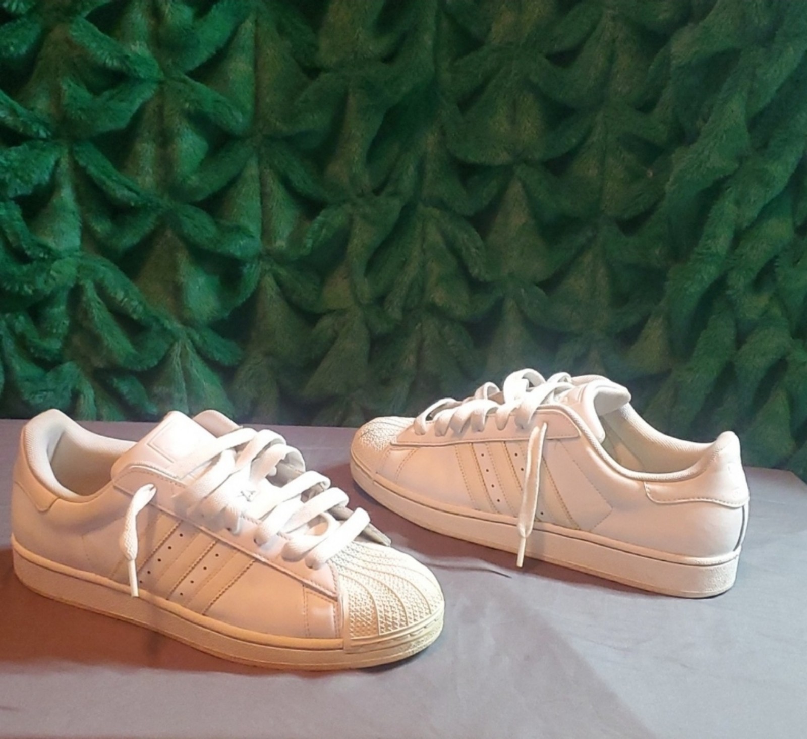 Pre-owned! Men Run DMC All White Shell Toe Adidas in a Size 10.5