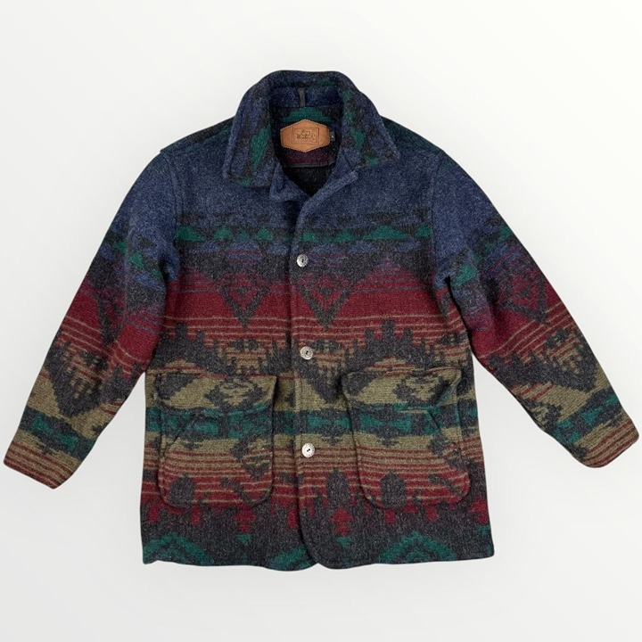 Vintage Woolrich Mens Aztec Wool Jacket Navajo Southwest Button Coat Chore Barn
