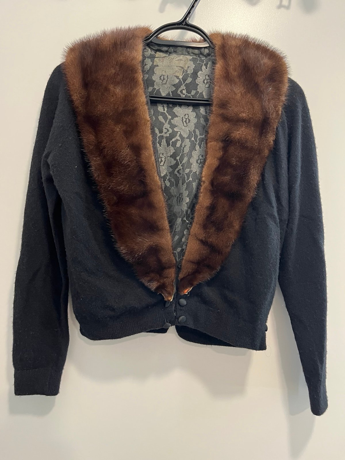 Vintage 1950s 100% Cashmere Mink Collar Sweater