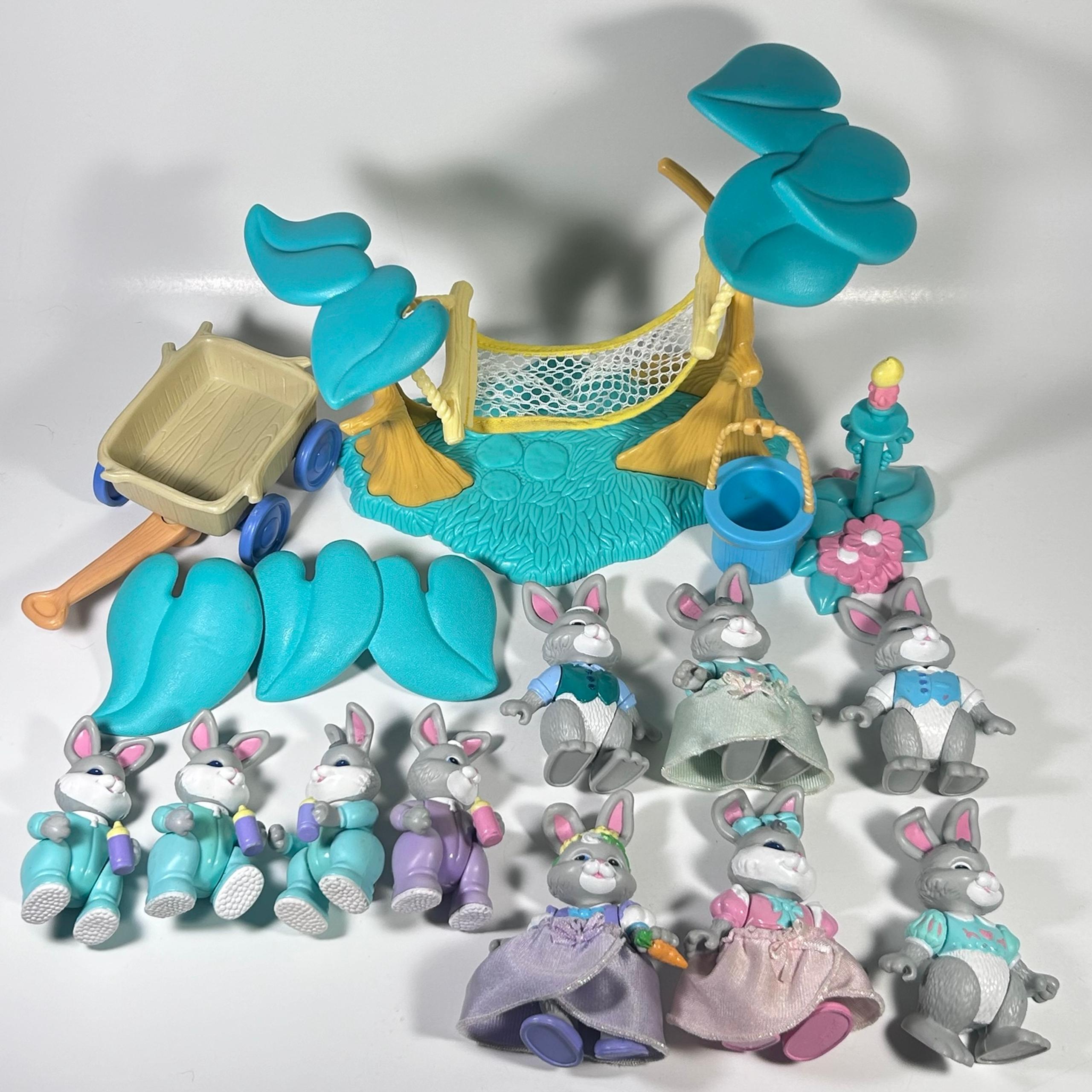1996 Fisher-Price Hideaway Hollow Bunny Rabbit Figure & Accessory Lot