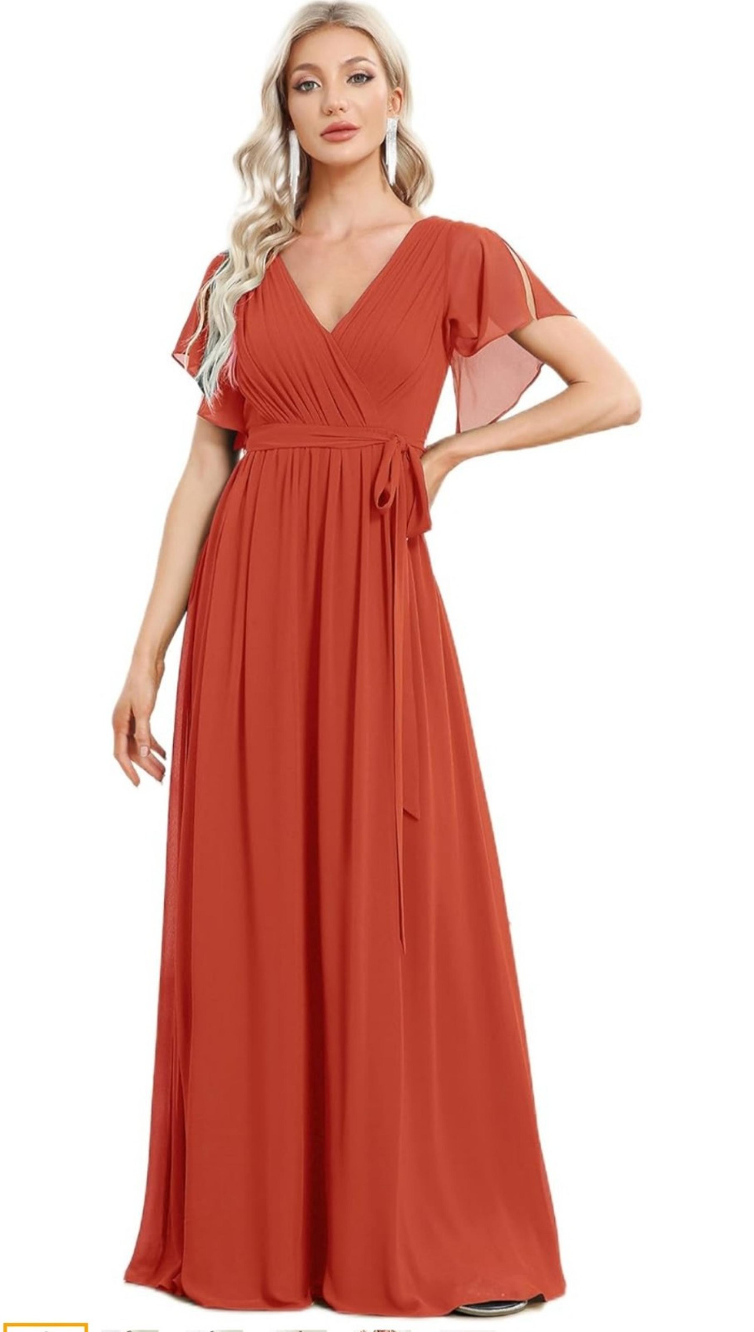 Elegant Women's Burnt Orange Maxi Dress