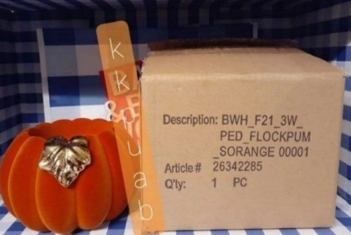 Bath & Body Works Flocked Pumpkin Candle Holder