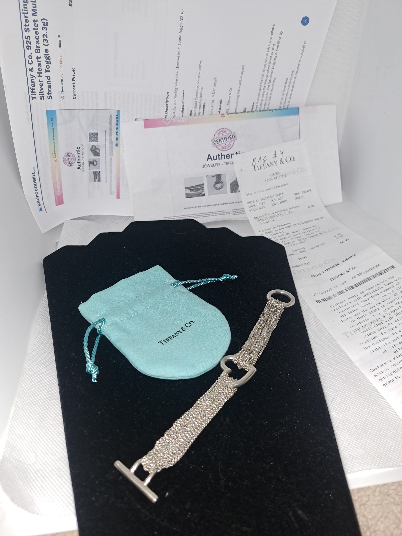 Your Valentine will LOVE this Authentic Mesh heart bracelet with Tiffany Bag