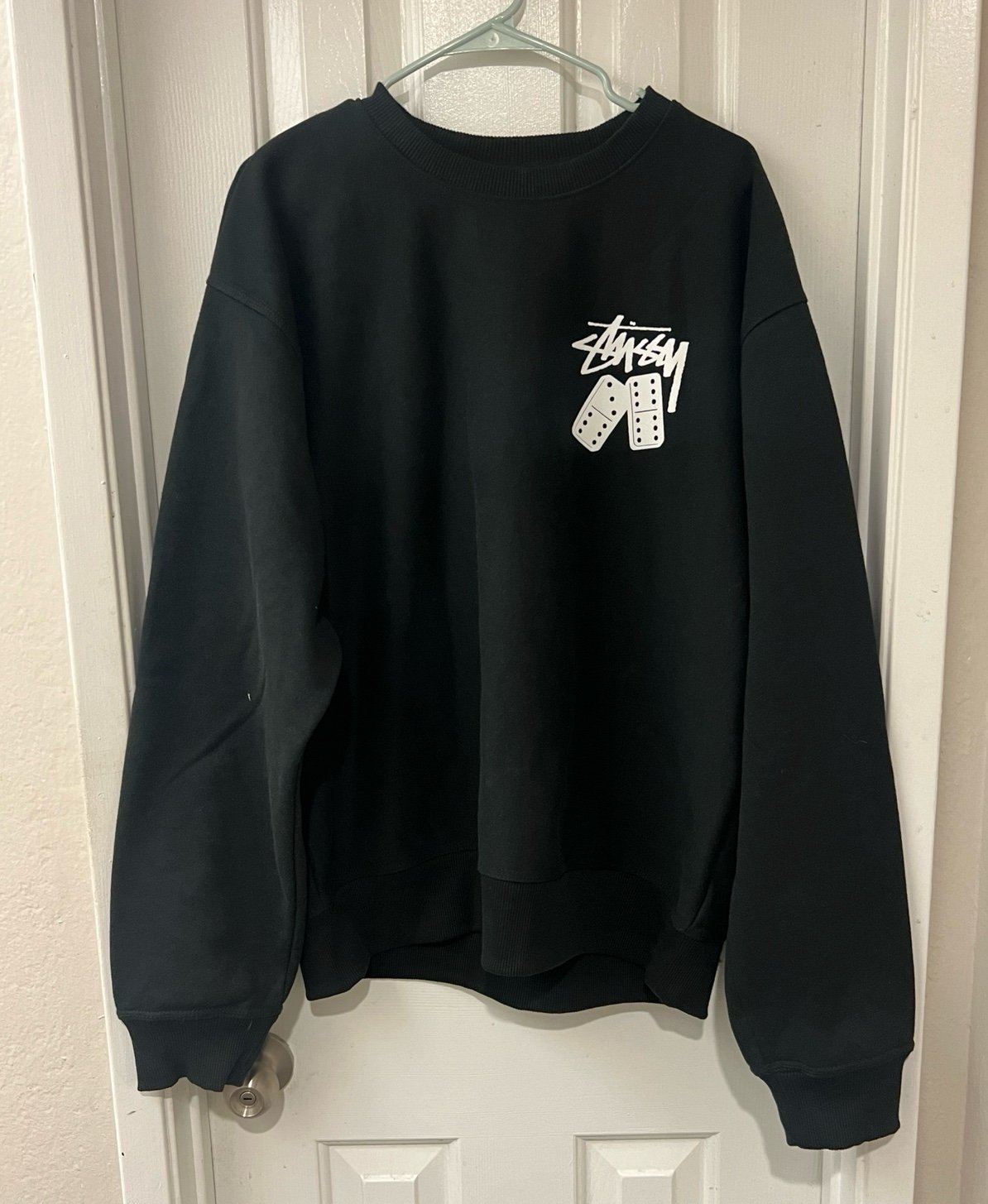 STUSSY DOMINOS CREW SWEATSHIRT BLACK MENS SIZE LARGE