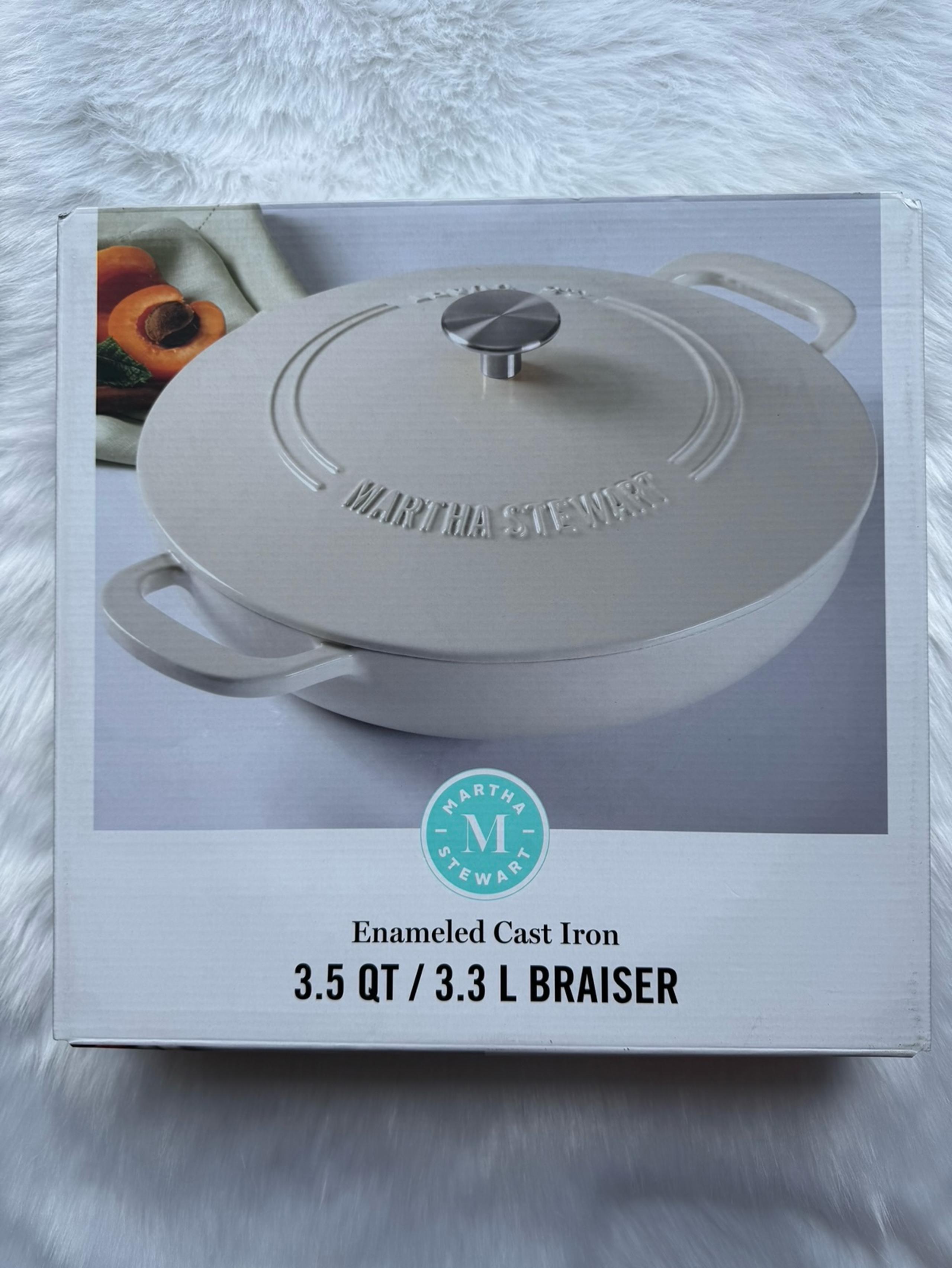 NEW Martha Stewart 3.5 Qt 3.3 L BRAISER Enameled Cast Iron Casserole Ivory