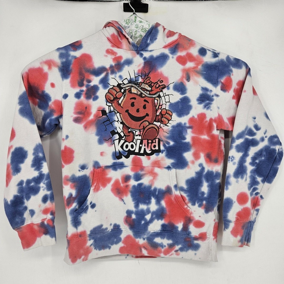 Kool Aid Man Hoodie Mens Medium Tie Dye Mad Engine Red Blue Pullover M