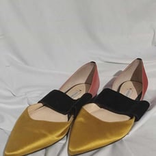 Rare Italian Andrea Gomez Womens Dakota Gold Peach Black Flats Size 36/5.5