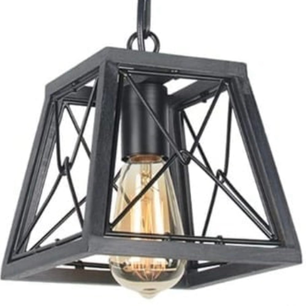 Modern Farmhouse Black Hanging Caged Pendant Light Lighting