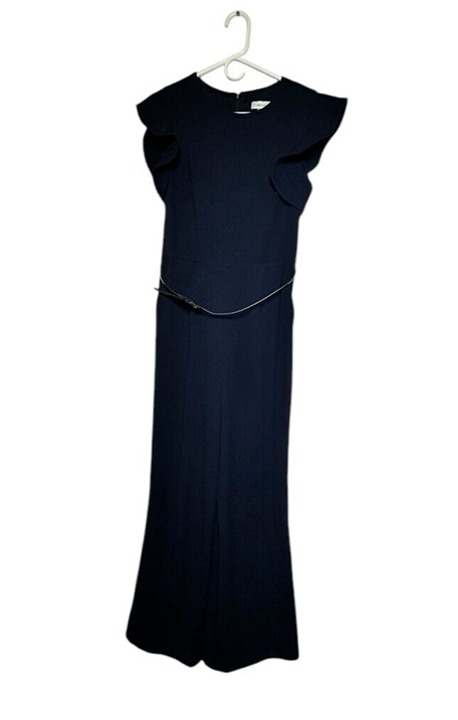 Calvin Klein Women's Denim Flutter Sleeve Jumpsuit - Navy Blue Size 6