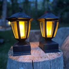 Solar Flame Post Lights Outdoor, Solar Powered Lamps Fence Post Cap Lights