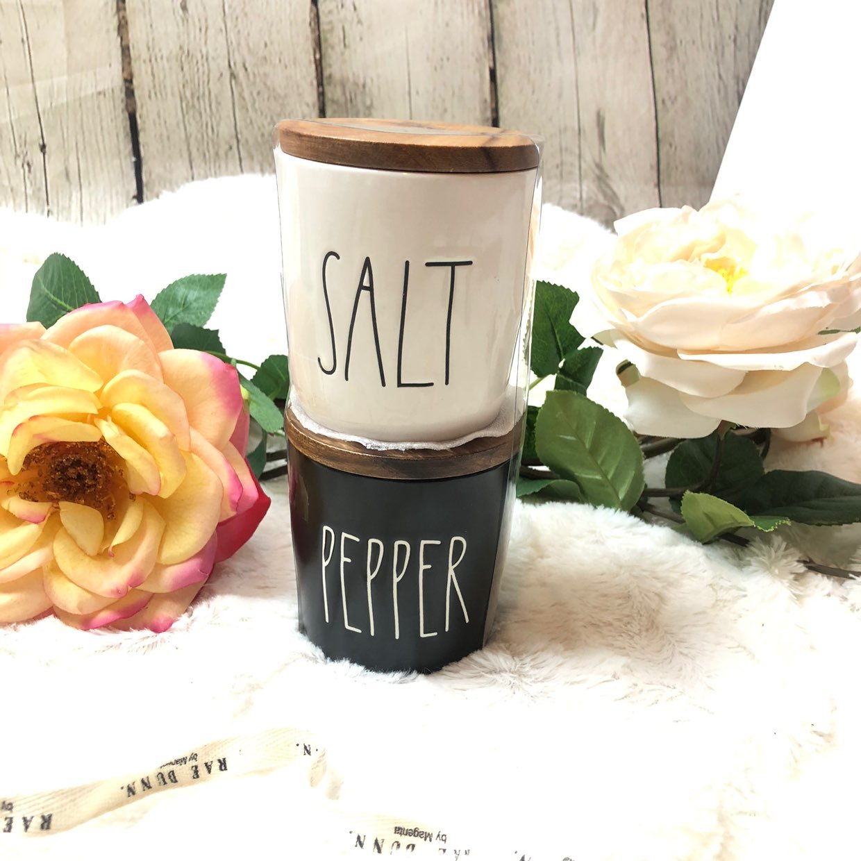 Rae Dunn salt and pepper cellars, rare!