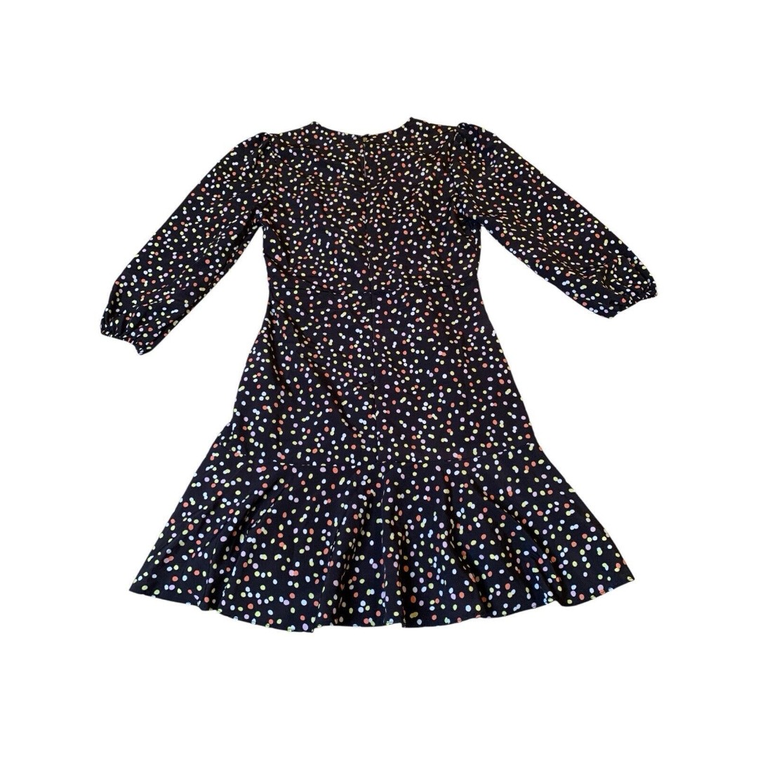 Lipsy Fit & Flare Polka-Dot Halloween Orange & Yellow Puff Sleeve Dress Witch 6