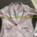 Desigual Women's Vintage Elbow Patch Embroidered Blazer Pinstripe Jacket 42