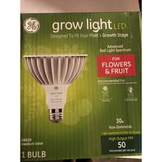 GE Grow Light LED 30 Watt Bulbs For Flowers & Fruit PAR38 Advanced Red Light
