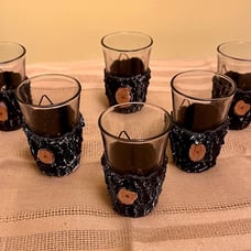 Rustic shot glasses unique set of 6