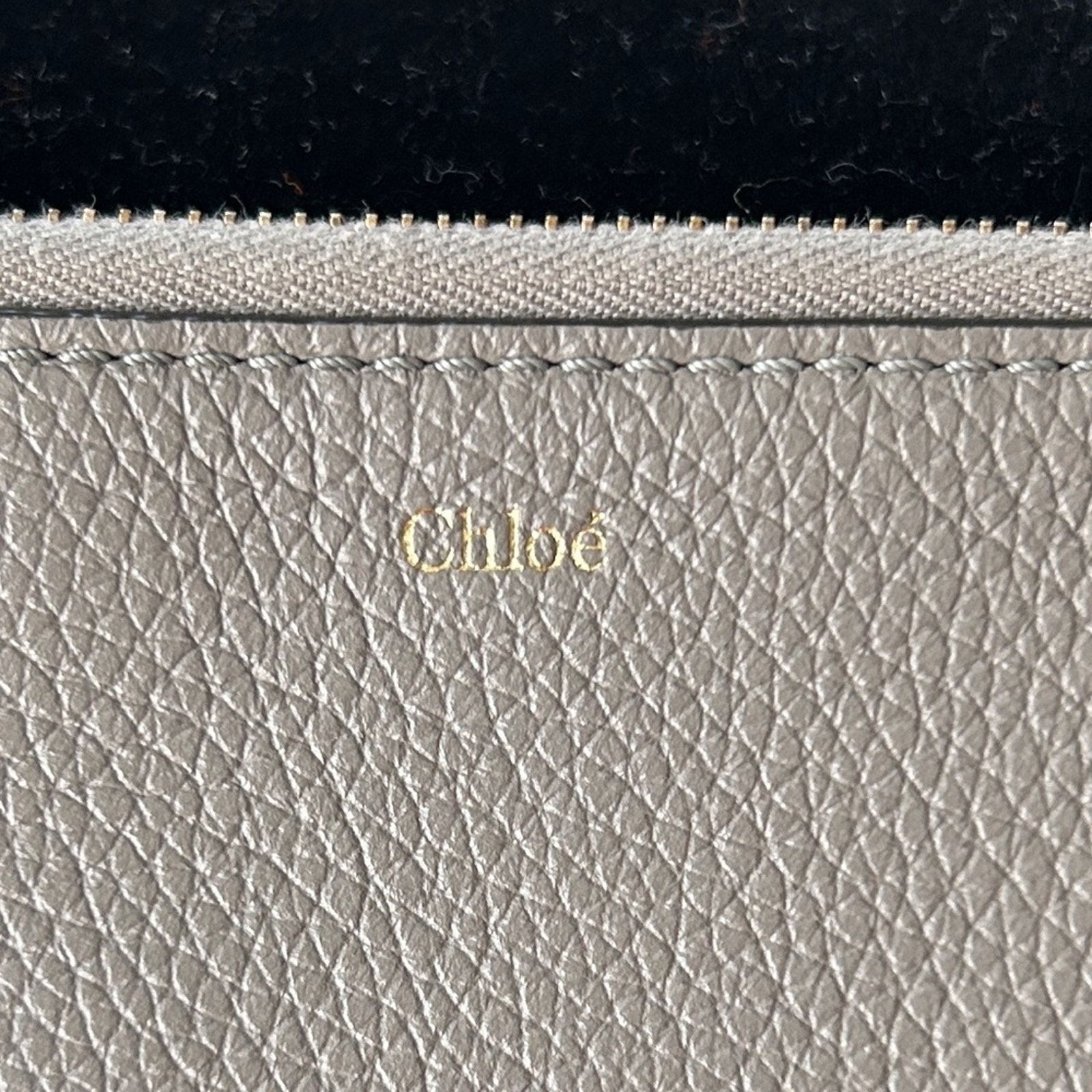 Chloe alphabet gray leather card holder zip around