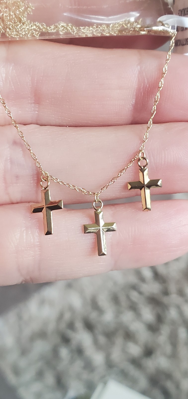 10k gold dangling crosses necklace