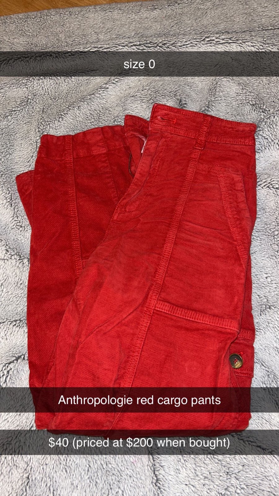 Anthropologie Red Cargo Pants