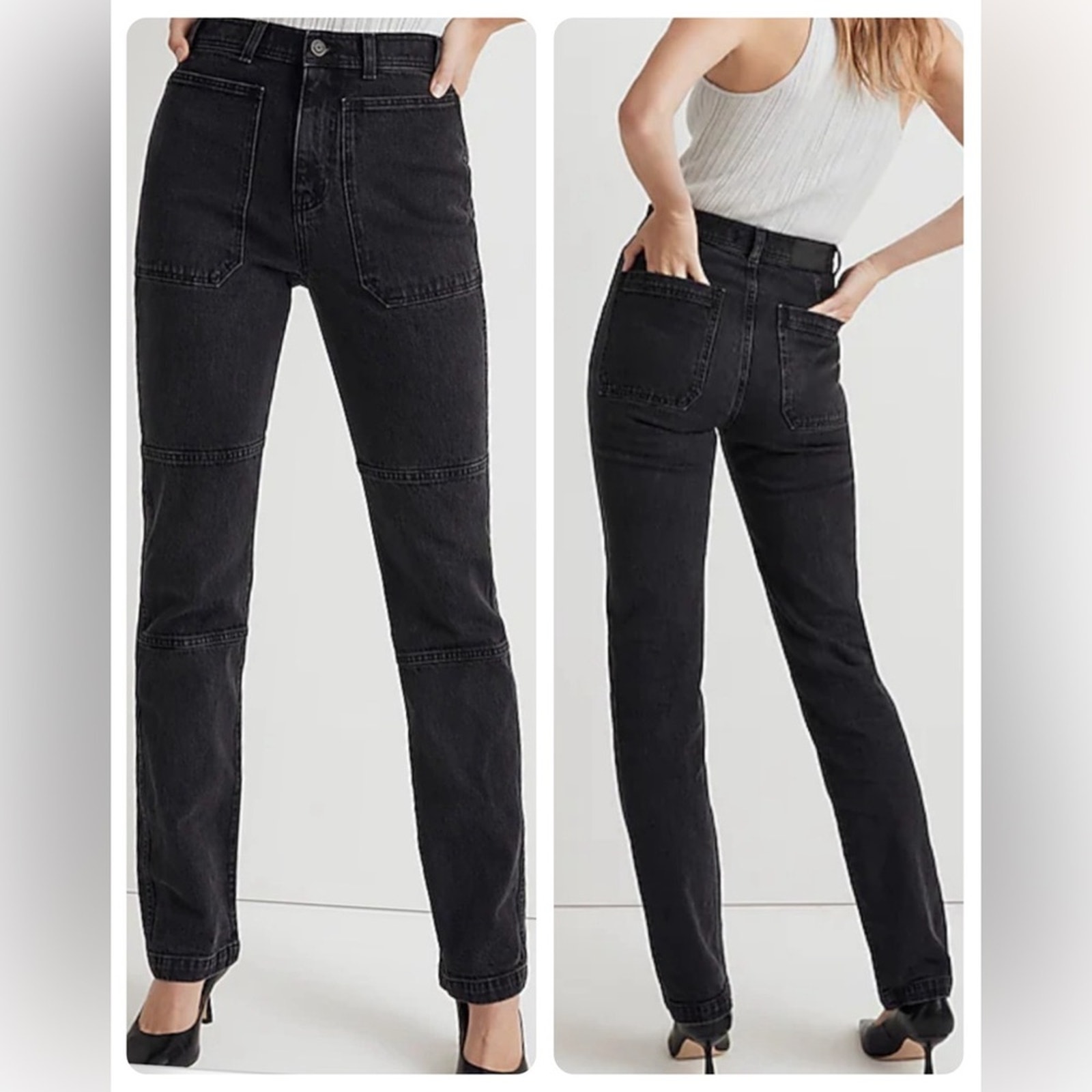 Madewell The 90s Straight Utility Jeans Black size 27 4 NWT