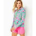 Lilly Pulitzer Luxletic Niccola Mesh Panel Half Zip Top Amalfi Blue Leaf It Wild