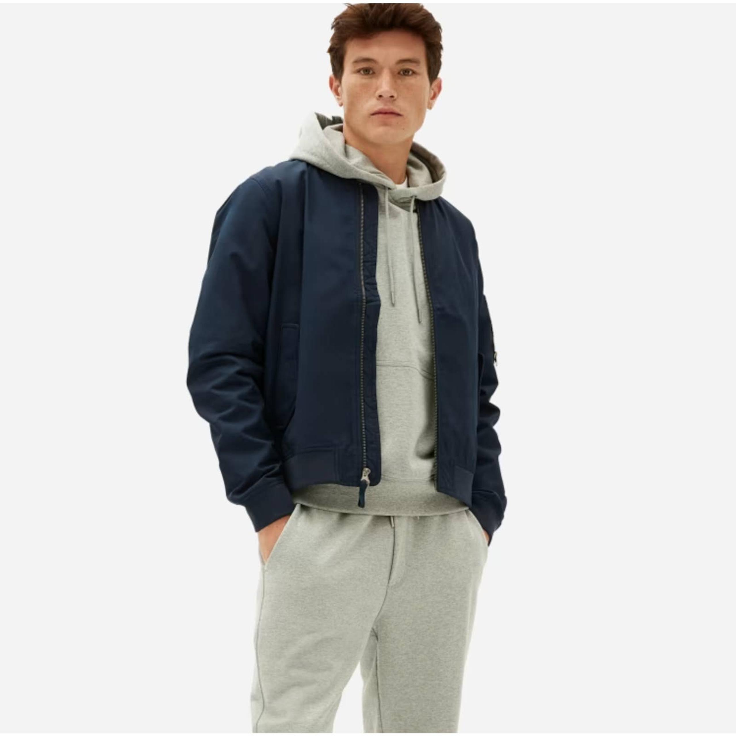 Everlane Mens Uniform The Bomber Jacket XS Navy Blue Cotton NWT