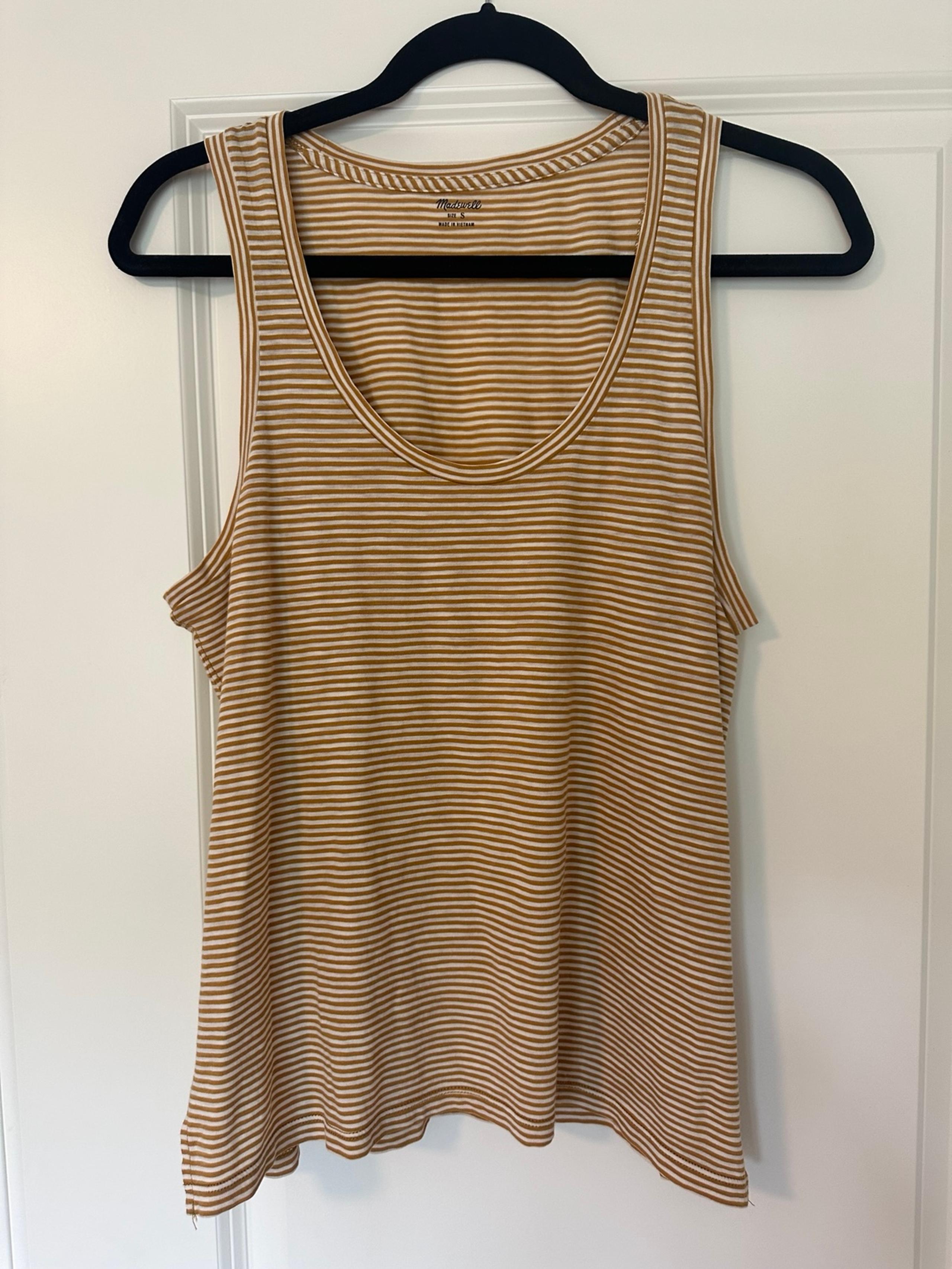 Madewell Women’s Sleeveless White Yellow Tank Top - Size Small