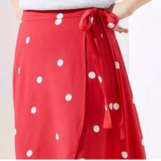 LOFT red polka dot wrap skirt