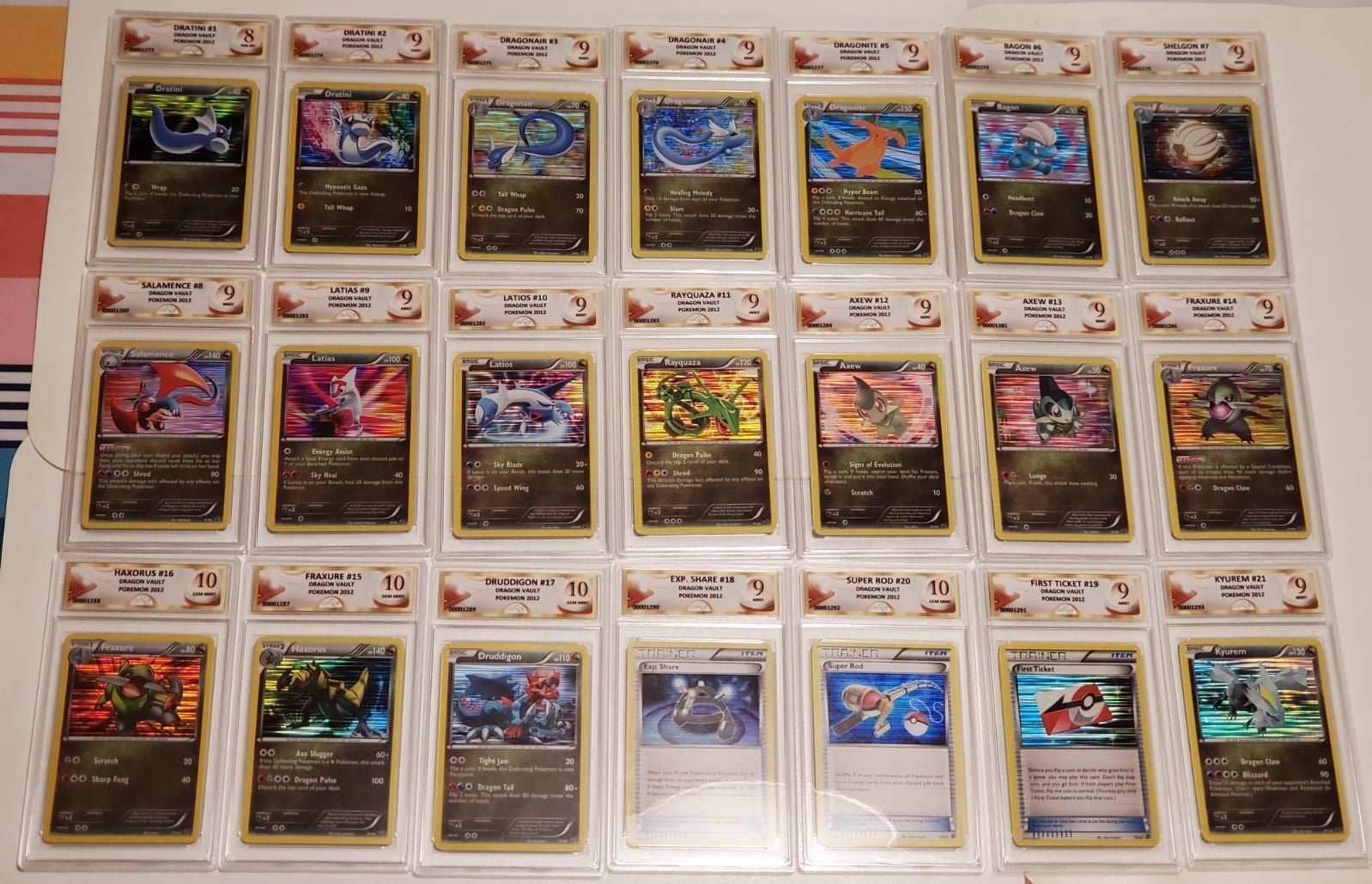 Pokémon TCG Dragon Vault Complete Set #1-21 (SRG Graded 8-10) Kyurem Secret Rare
