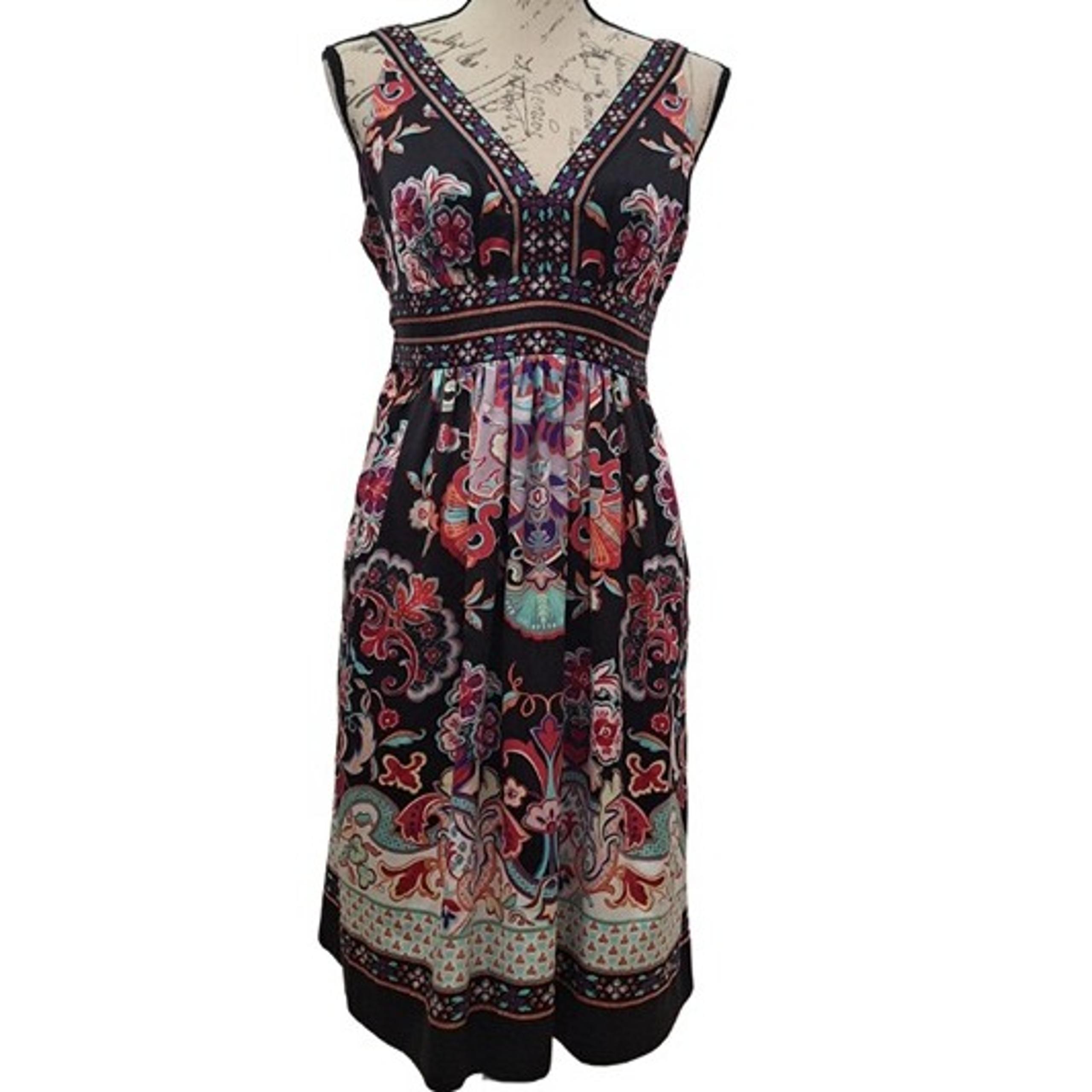 ECI Paisley Floral Print A-line Midi Dress Women's Size 8 Tank Dress Boho Retro