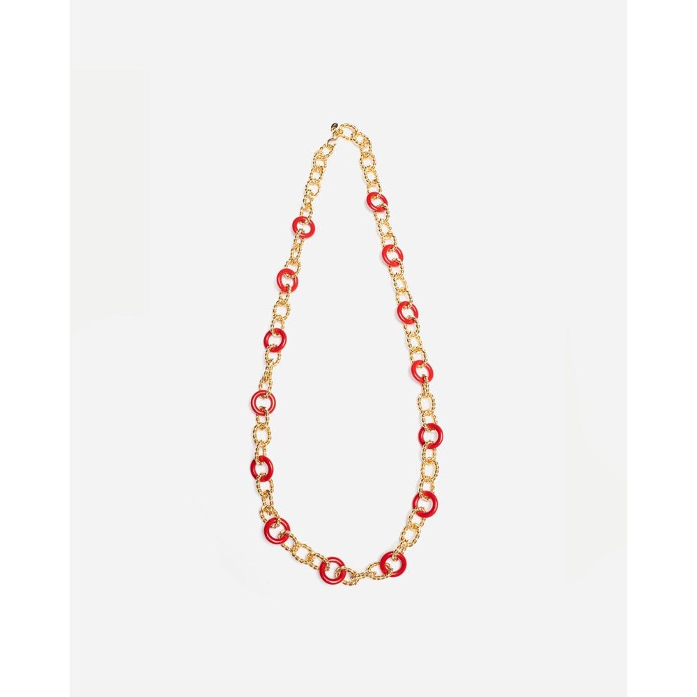 Frances Valentine Red Gold Disc Necklace