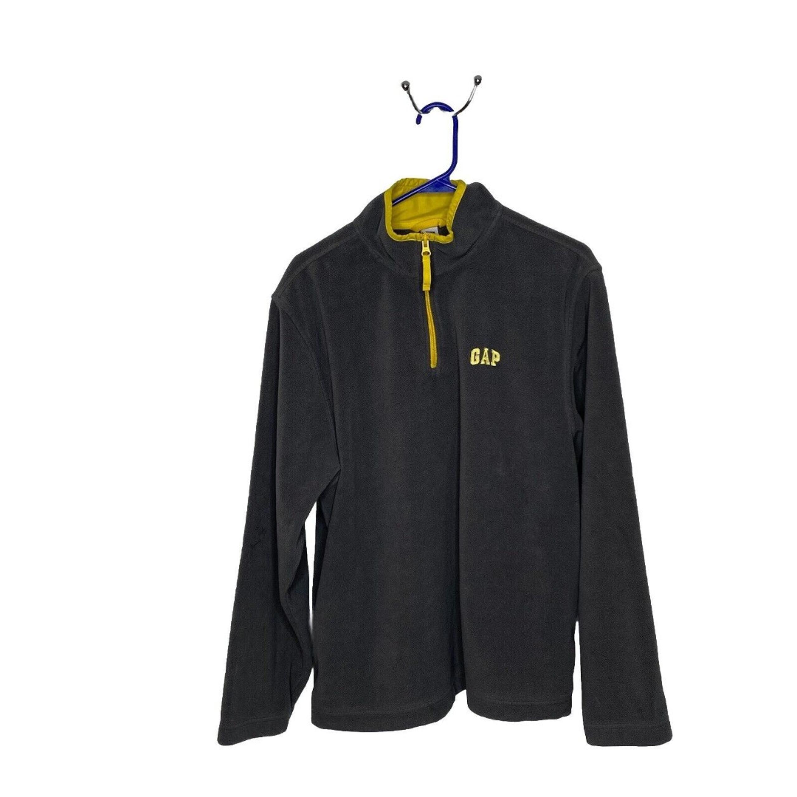 Fleece Gray Grey Yellow Y2K Vintage Quarter-Zip Pull Over Jacket Mens Large - Gap
