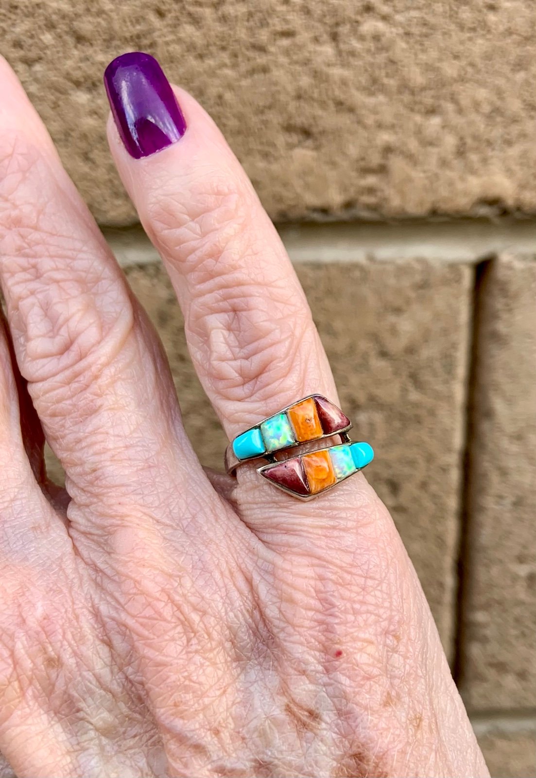 Colorful cobblestone wrap over ring