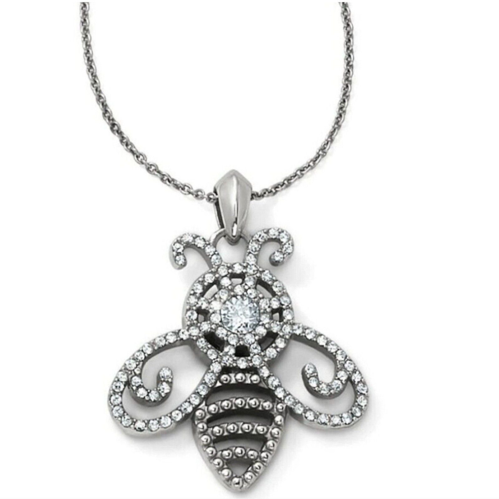Brighton ILLUMINA BEE Bumblebee Crystals Silver Necklace