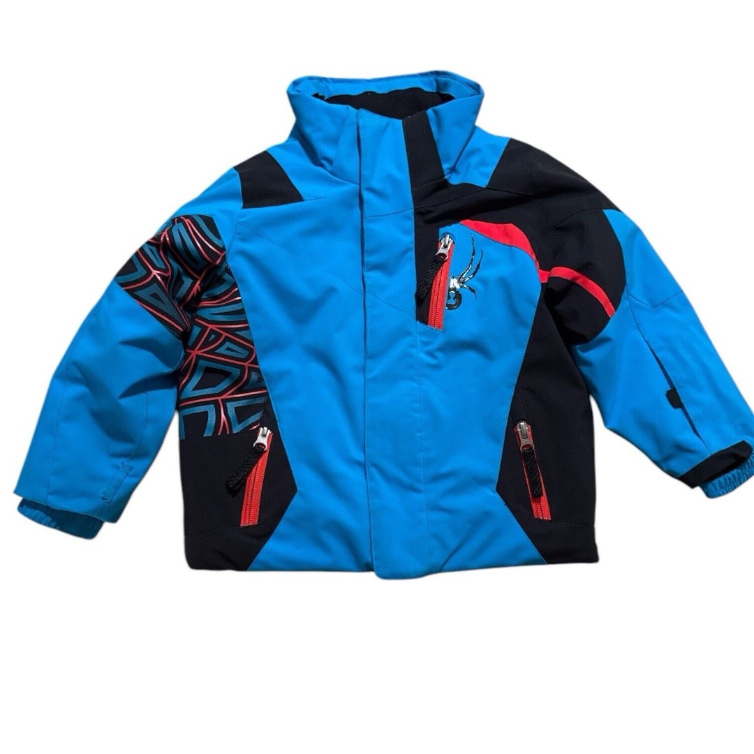 Spyder Toddler Boys Sz 3 Challenger Ski Jacket Blue Black Red No Hood